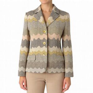 Missoni Zigzag Knit Blazer Jacket 40 Multicolor Wool Blend